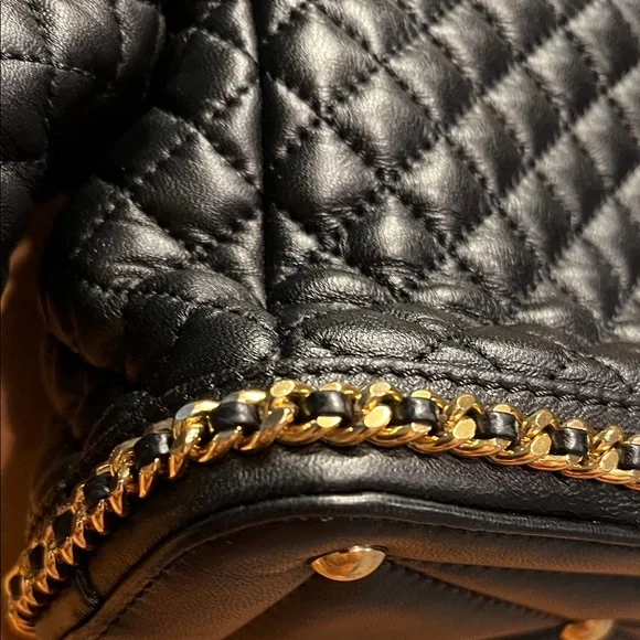 Moschino Black Quilted Mini Jacket Bag with Gold Chain Trim - Picture 12 of 14